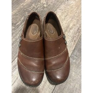 Clarks Bendables Brown Leather Slip On Loafers Shoes Womens 8M 62922